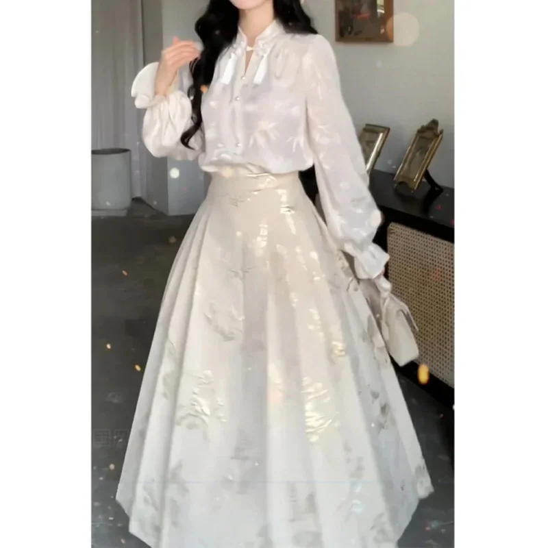 

DY20New Chinese Style Heavy Industry Jacquard Gold Silk Horse Face Skirt For Women's Winter New High Waisted Slimming Skirt25