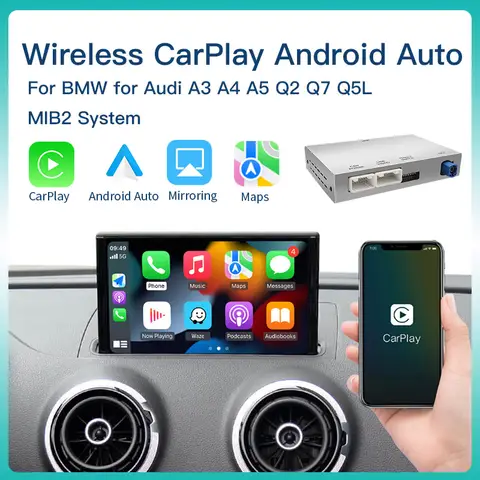 AUTOABC Interfaccia wireless CarPlay Android Auto per Audi A3 A4 A5 Q2 Q7 Q5L 8V AirPlay Mirror Link telecamera multimediale