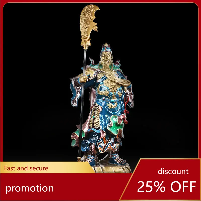 

CZ Copper Guan Gong Figurine Colorful Wealth-Attracting Decoration Home Office Lobby Opening, Housewarming Gift