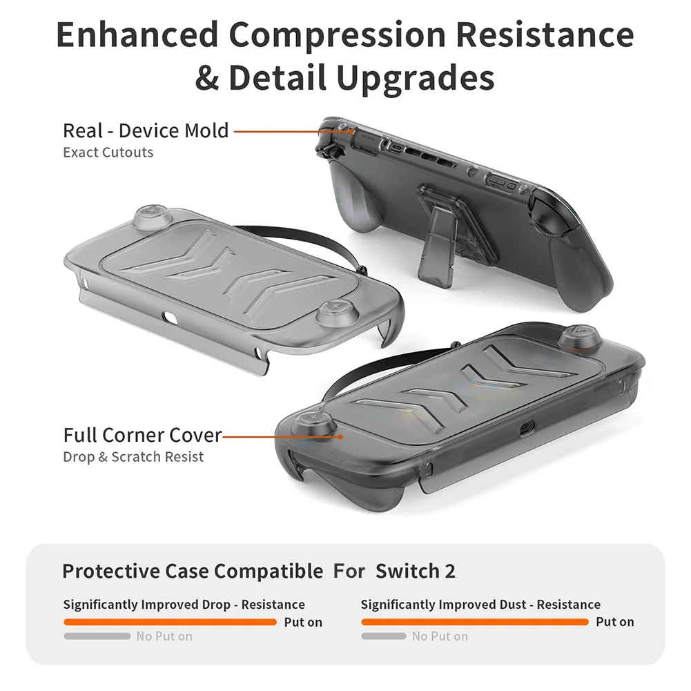 

Чехол из ТПУ с подставкой для Switch 2, защитный чехол от царапин, полный защитный чехол, защитный чехол, игровые аксессуары