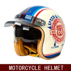 New retro half helmet motorcycle helmet winter three-quarters men's cruise American retro helmet three-quarters