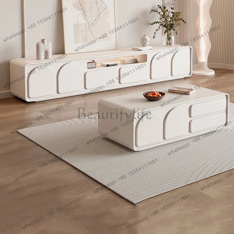 zj.White Cream Tv Table Fireplace Monitor Cabinets Modern Salon Luxury Display Tv Stands Floor Suporte Para Tv Home Decoration