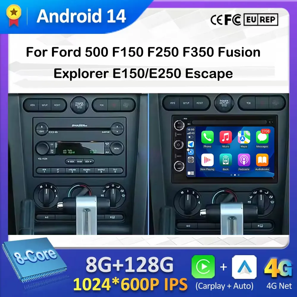 

For Ford 500 F150 Android Smart System 7 inch Car Video Multimedia Player Bluetooth DSP Stereo 2.5D Touch Screen Head Unit WIFI