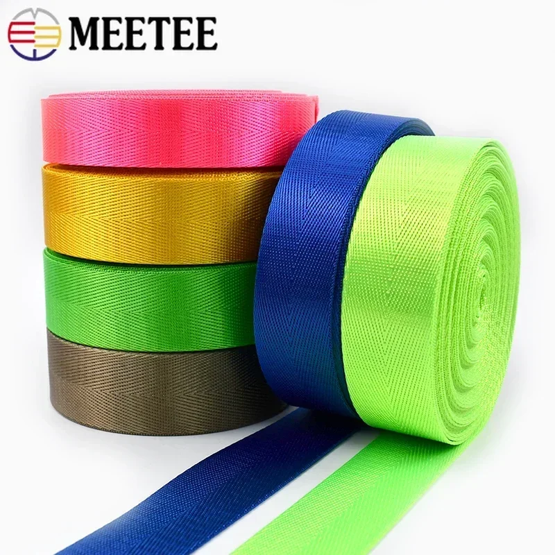 

2M 20-50mm Meetee Nylon Webbing Strap Decorative Ribbons for Sewing Backpack Lace Band Bias Binding Tape Dog Collar Accessories