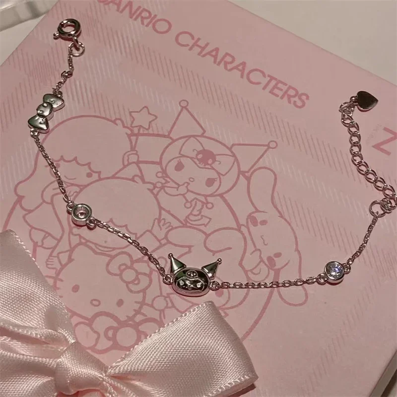 Sanrio Kuromi สร้อยข้อมือ Miniso อะนิเมะการ์ตูนน่ารัก Kawaii สร้อยข้อมือเครื่องประดับแฟชั่นเครื่องประดับเด็กและสาววันหยุดของขวัญ