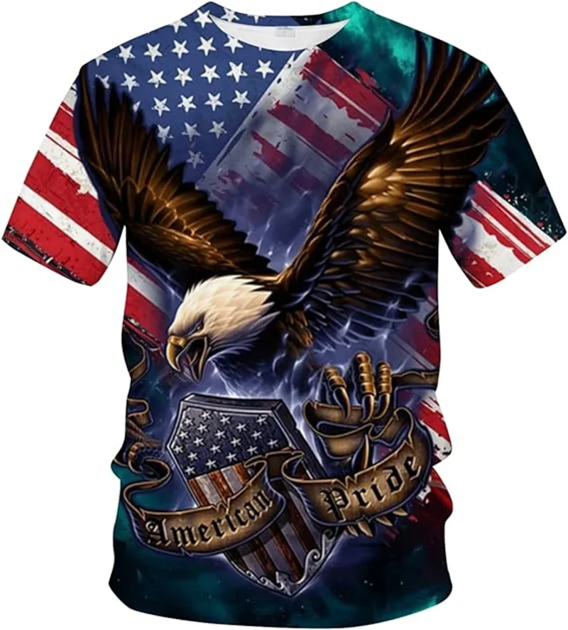 

Trendy America Eagle U.S. Flag Graphic T-Shirt For Men Clothes Tees Women Cool Streetwear Summer Casual Short Sleeve Ropa Tops