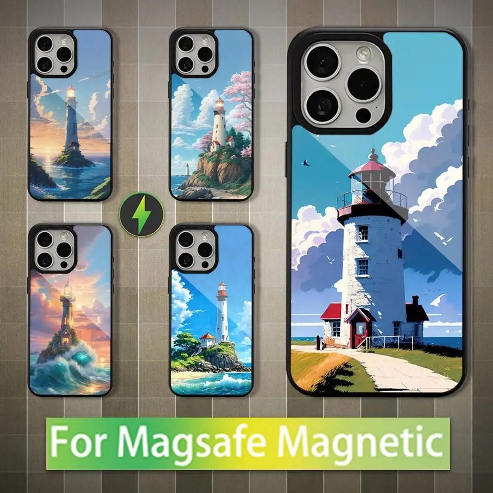 Beauty Lighthouse Phone Case  For iPhone 16,17,15,14,13,12,11,Pro,Max,Plus,Mini,Magsafe,Magnetic Wireless Charging Case