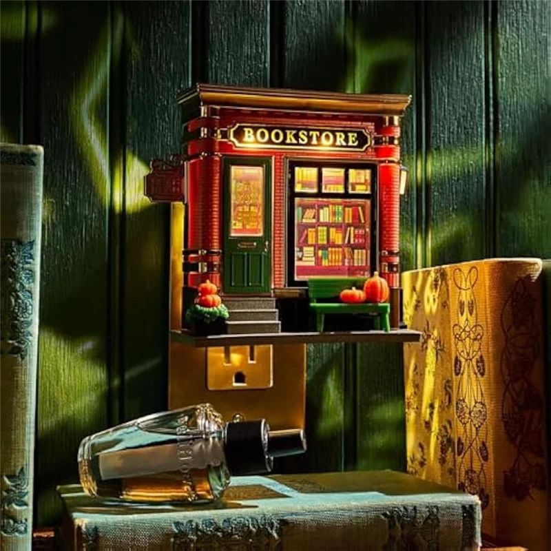 AAAN-Flower Night Light Bookstore Wallflower Projector Nightlight Book-themed Projection Room Decor