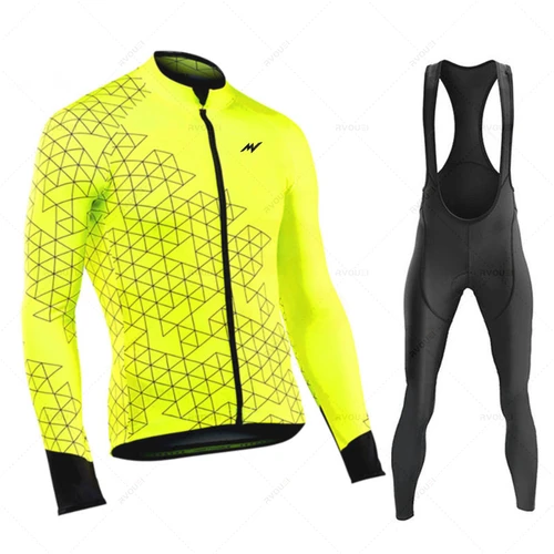 Imagen 1 del producto Morvelo-Conjunto de Maillot de manga larga para Ciclismo, uniforme de bicicleta de montaña, mallas con pechera, otoño, 2023