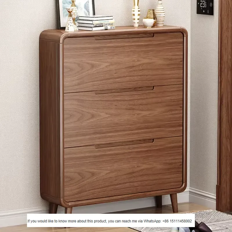 Entryway Shoe Rack Ultra-Slim Wood Living Room Storage Compact Narrow Integrated Shoe Cabinet Rack