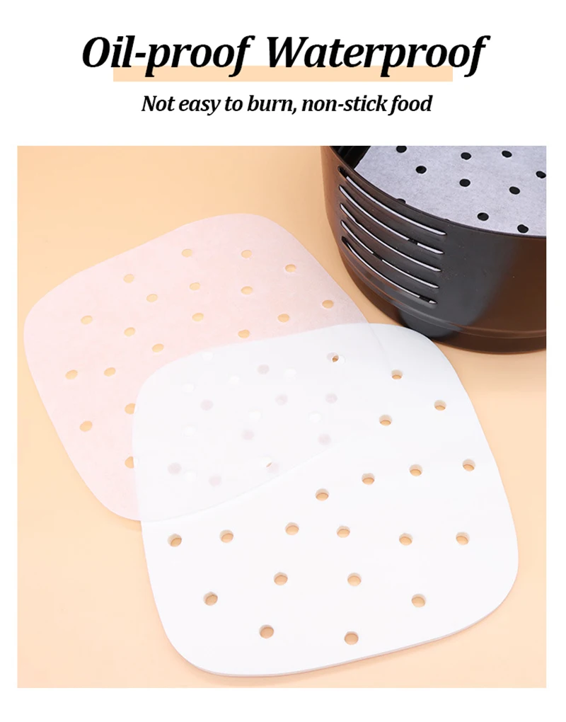 50/100 stücke Bambus Dampfer Papiere Einweg Nicht-Stick Dampfer Matte Öl Papier Luft Friteuse Ofen Küche Pan Pad airfryer Bakpapier – Detail 8