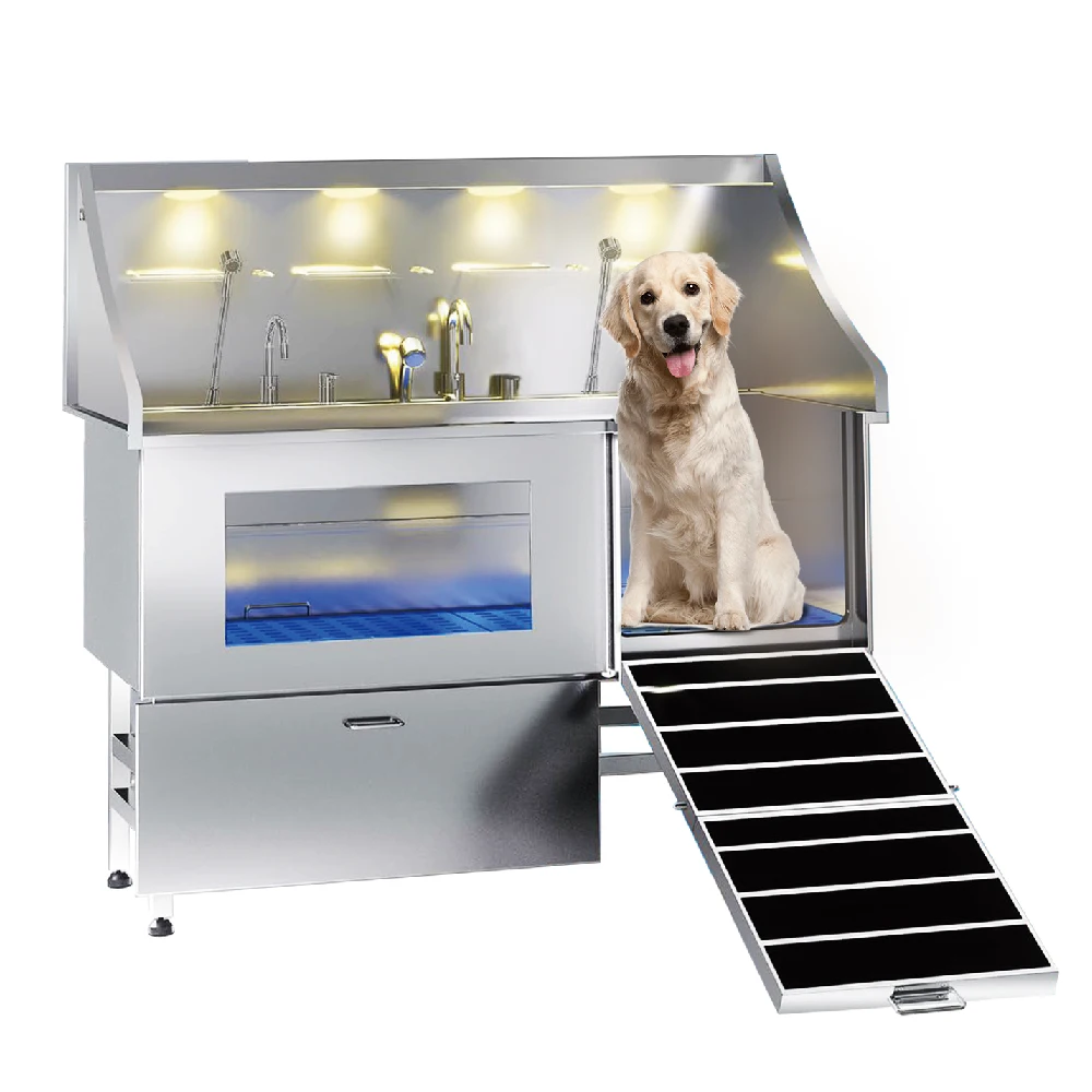 

New Design Dog Washing Station LED Professional Stainless Steel Dog Station Commercial Dog Grooming Tub With Window