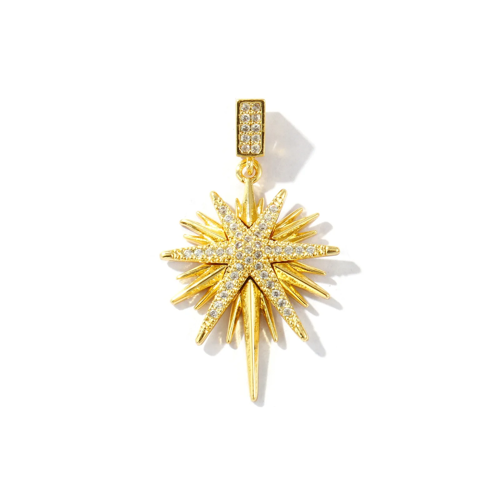 1 Stück neue Messing-Anhänger, mehrfarbig, Galaxie-Stern, Micro-Pavé, klarer Zirkonia-Anhänger, DIY-Halskette für Damen, Schmuck, 3,6 cm x 2,1 cm – Detail 1