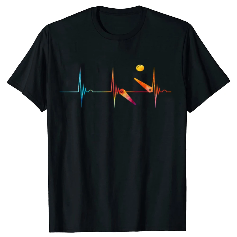 Funny Pinball Heartbeat Pulse Graphic T-shirts Men Women's Fashion Casual Tshirt 100% Cotton Loose Oversized T Shirt