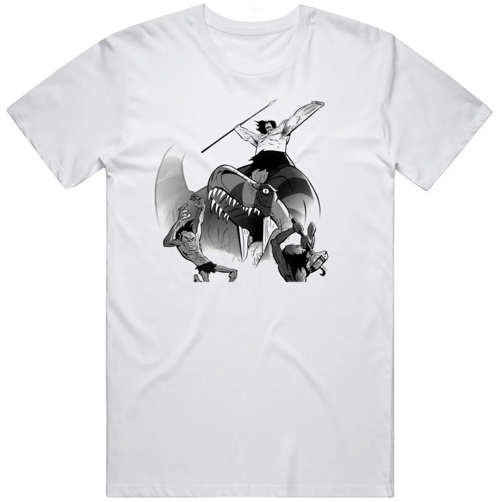 Genndy Tartakovsky Primal Spear and Fang v2 T Shirt vintage Washed Breathable streetwear Top For Everyday Wear Casual fashion