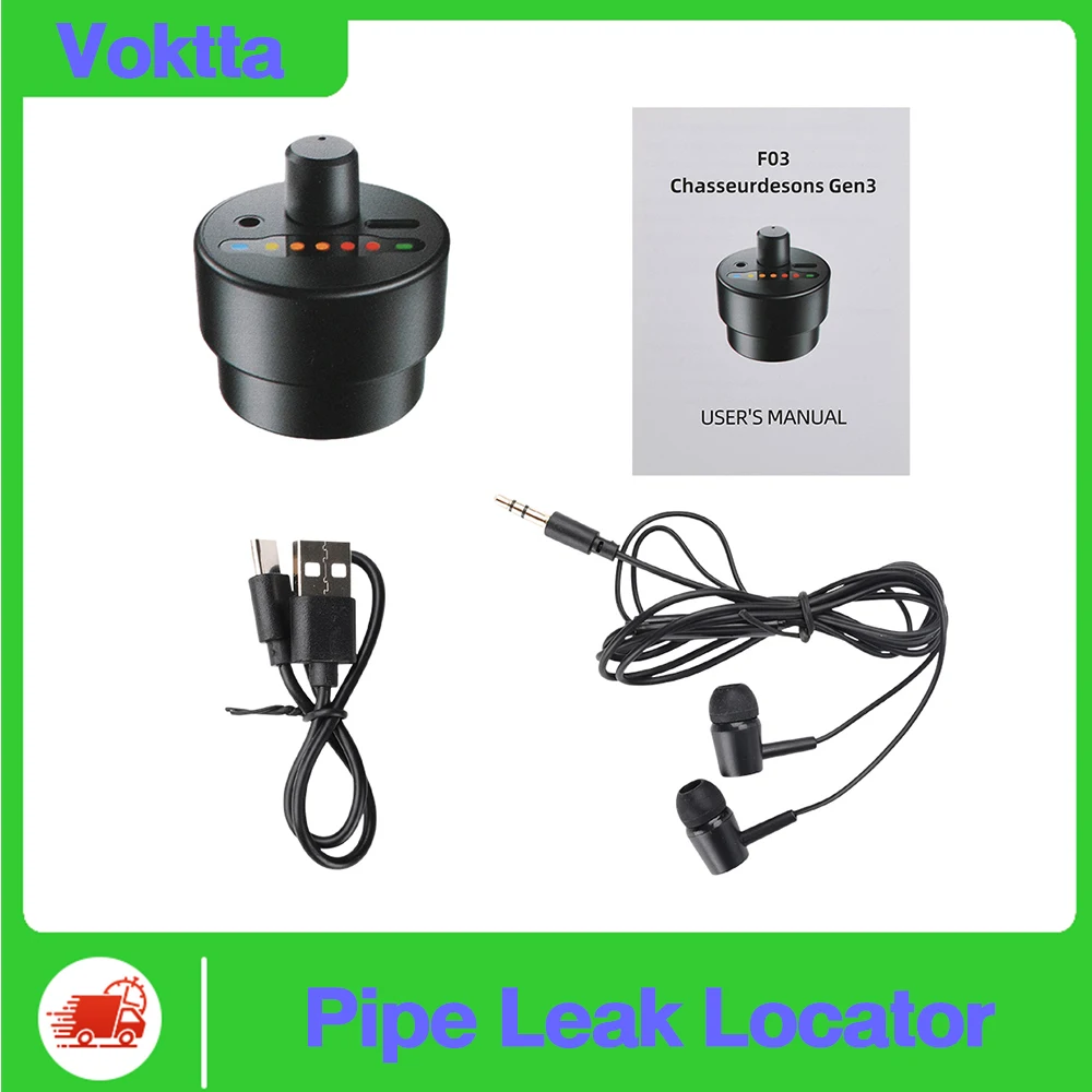 

Высокочувствительный детектор утечек воды F03 для труб и систем теплого пола, акустический приёмник-источник, интерфейс Type-C