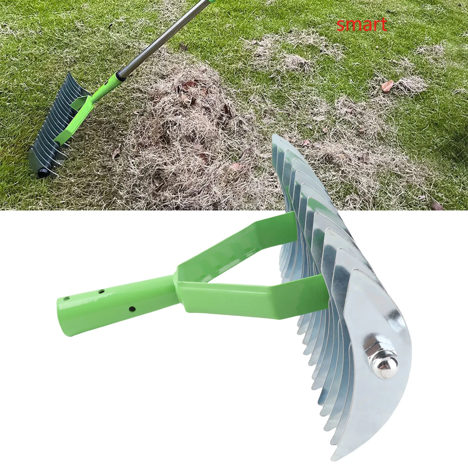 Stainless Steel Curved Tip Teeth Lawn Rake For Leaves Thatch And Garden Supplies