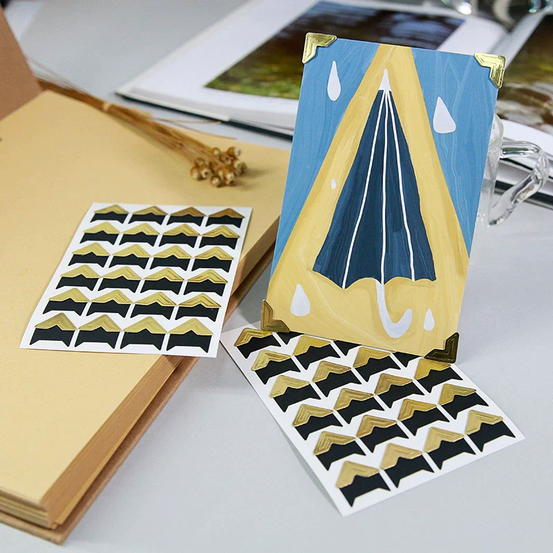 120PCS Corner Stickers DIY Vintage Corner Kraft Paper Stickers Scrapbook Self-Adhesive Photo Album accessories Corner Stickers