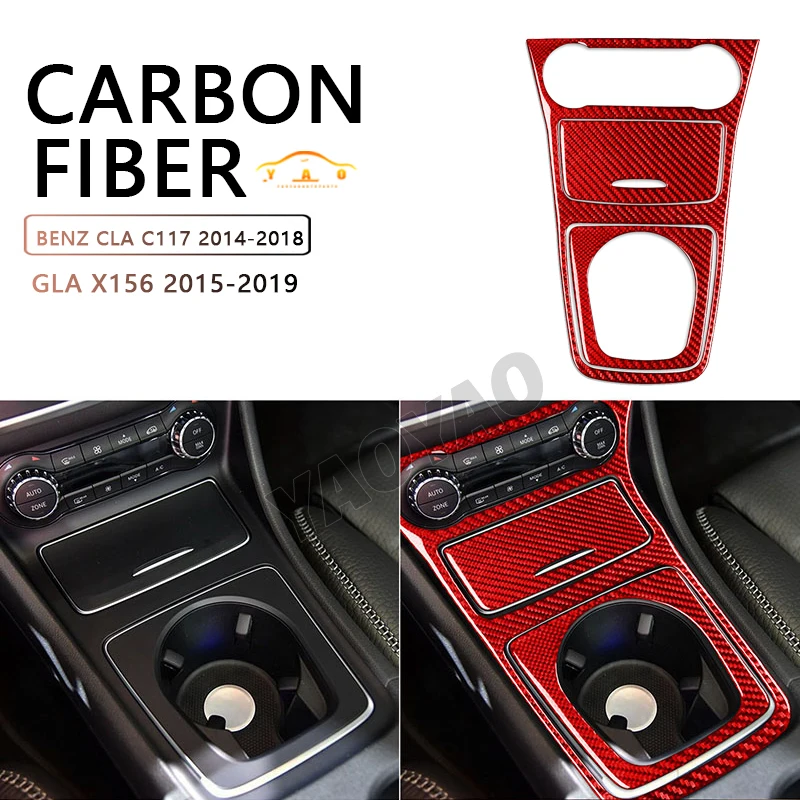 

Carbon Fiber Water Cup Holder Panel Set For Mercedes Benz A Class W176 CLA C117 GLA X156 2013-2018 Auto Interior Accessories