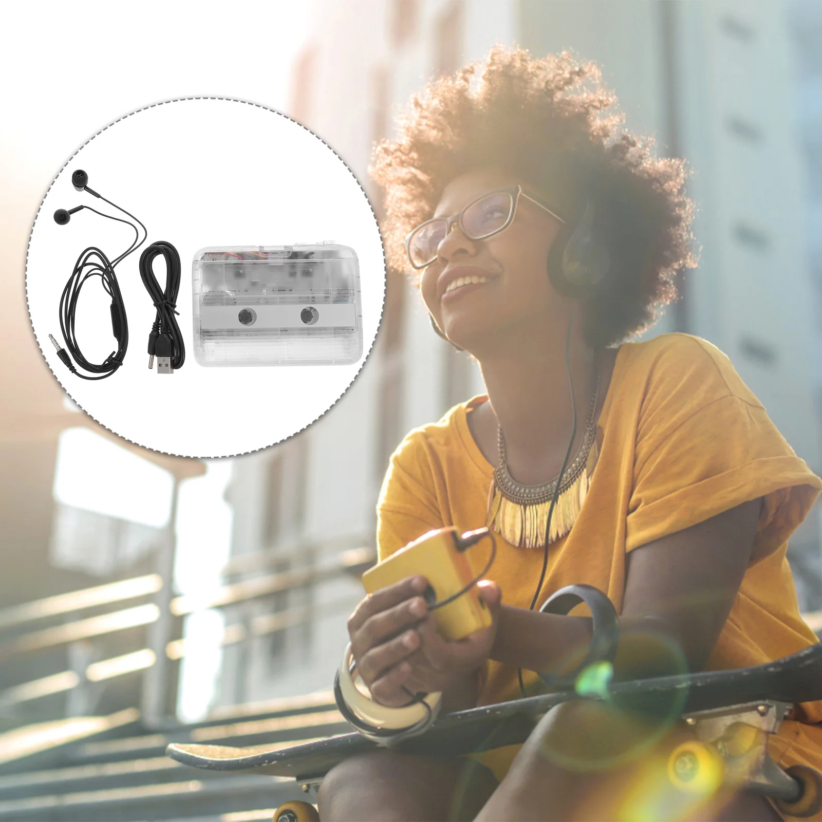 

Wireless Cassette Player Transparent Multipurpose Fast Pairing Portable Music Radio Wireless Audio Receiver