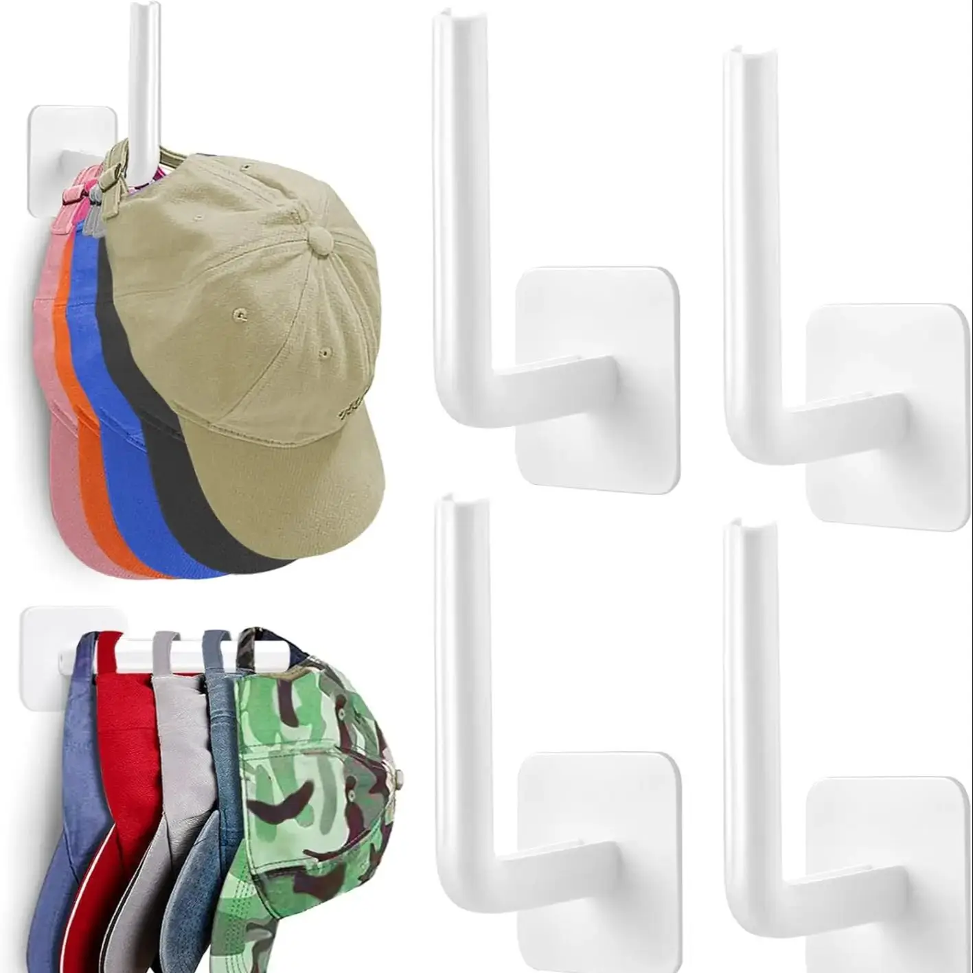 1PC Hat Hook L-Shape Scalable Punch-Free Hook for Coats Hats Towels Clothes Kitchen Rack Roll Bathroom Hook