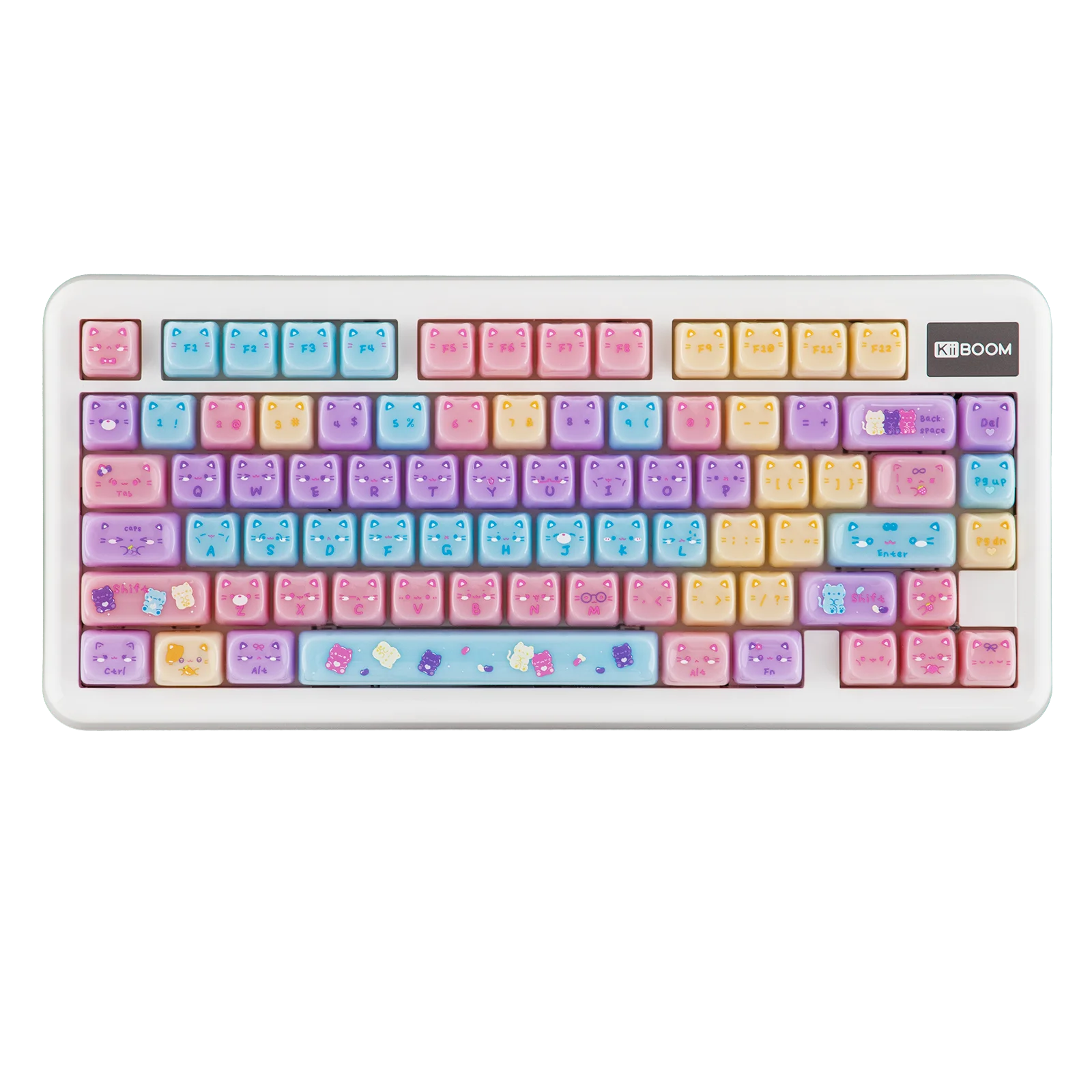 KiiBOOM Meow Pudding PC Translucent Keycap Set 134 MAO Profile Keys for 60%/65%/75%/TKL/96%/Full-sized Mechanical Keyboard