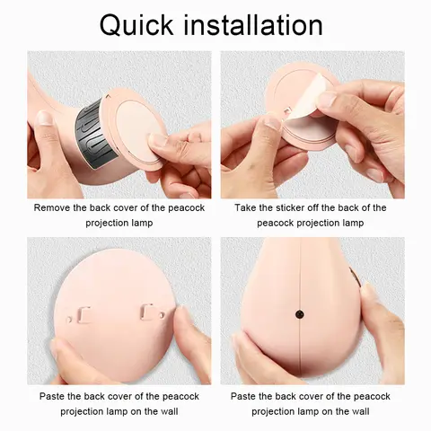 LED Peacock Projection Lamp with Remote Control Atmosphere Lamp Night Light Bedside Lamp for Home Bedroom Bedside Wall Decor