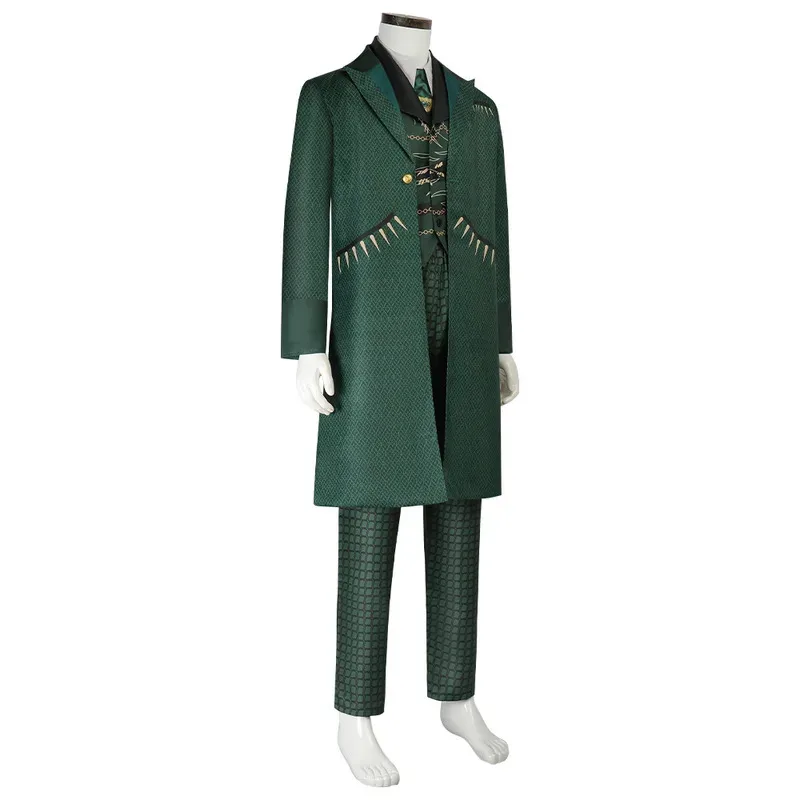 Personaje de película Wizard Green Jeff juego de rol para hombre dorado azul Navidad Halloween conjunto disfraz de Año Nuevo sk;m1