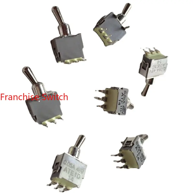 

10PCS ATE1D Miniature Toggle Switch Bent Foot 3 Feet 2 Gears 0.05A48V Silver Plated