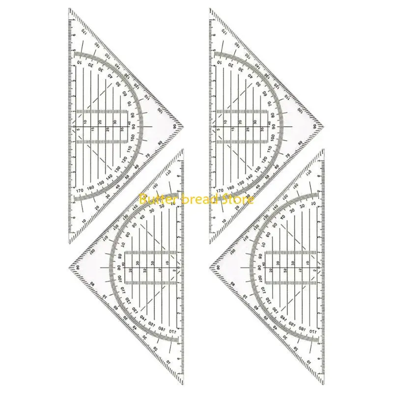 W89C Set Square with 180 Degrees Math Protractor Multifunctional Geometry Set Square Angle-Measuring Instrument for Drafting