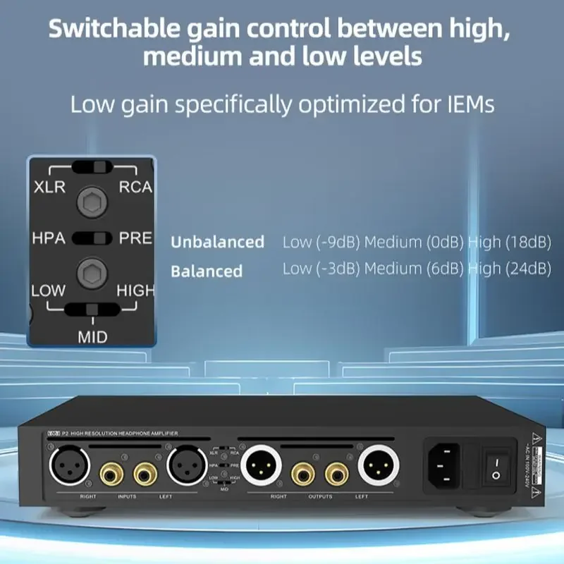 SMSL VMV P2 Headphone Ampilifier High Resolution HPA High Power Headphone AMP Dual PU30212 Full Balance Hi-res Pre-amp SNR 133dB