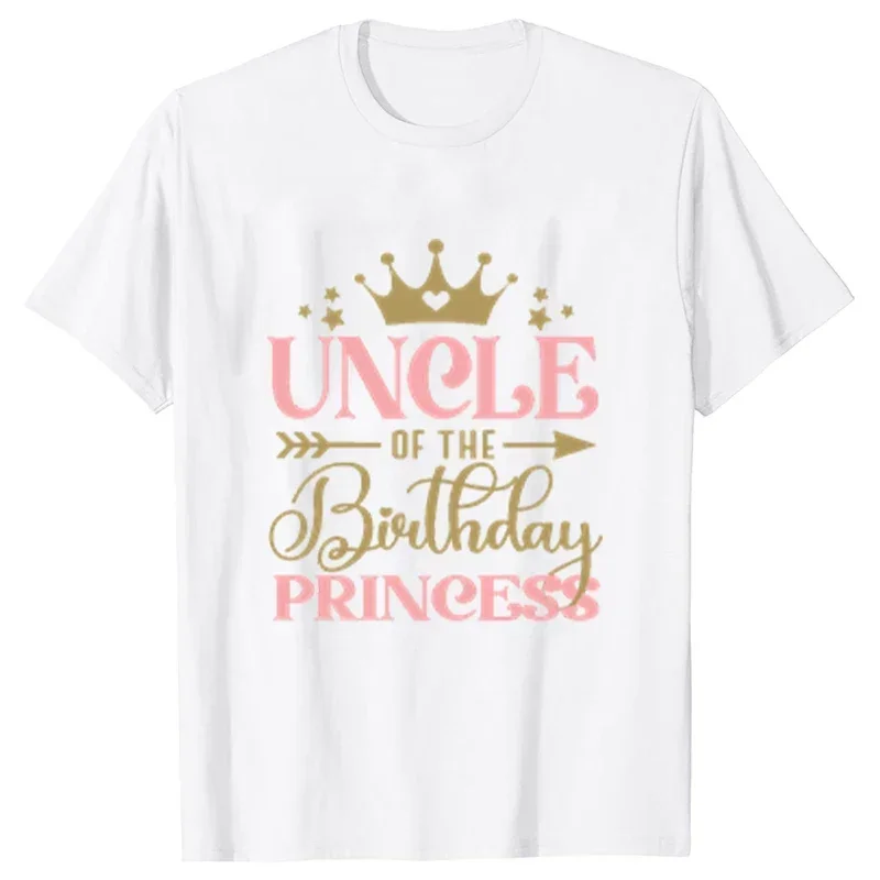 Birthday Princess T-shirt DAD MOM Uncle Aunt Family Gathering Tops Girls Birthday Party Tshirt Short Sleeve Black White Tee