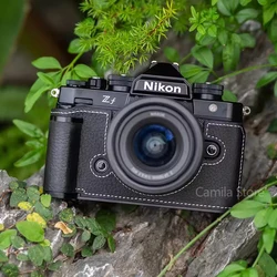 Nowy ręcznie wykonany aparat z prawdziwej skóry torba ze skóry bydlęcej futerał do NIKON ZF Z-F skóry ściskacz rękaw ochronny podstawy