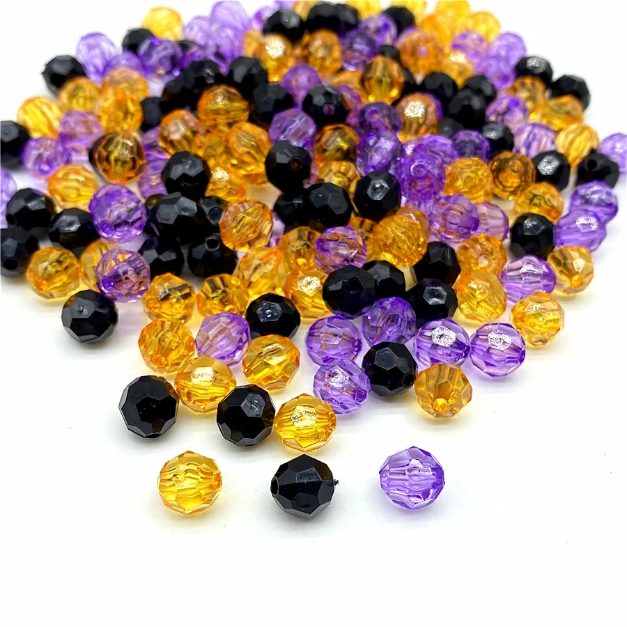 6/8/10mm Halloween Colored Faceted Acrylic Beads for Necklaces Bracelets Earrings Pendants DIY Jewelry Making