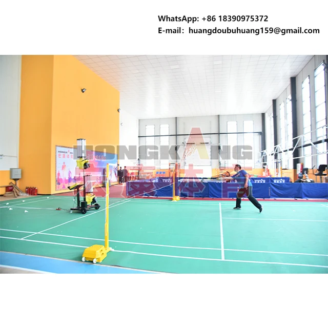 

New Short Triangle Bracket Automatic Launcher Sport Toys Training Badminton Ball Machine With Adapter Can Hold 50 Badmintons