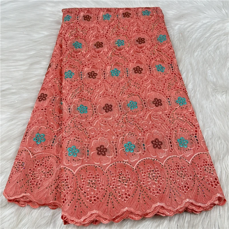 

5-ярдовая высококачественная швейцарская кружевная ткань, сухая кружевная вышивка, африканская 100% хлопчатобумажная ткань, швейцарская вуаль, кружево в Дубае, 18L1101501