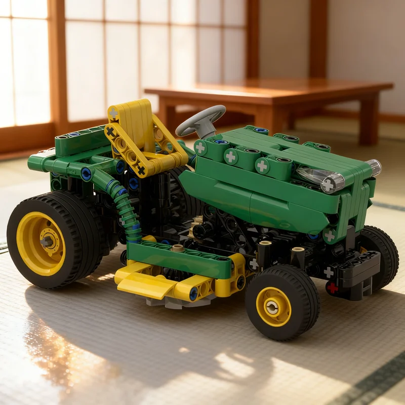 277pcs MOC Green Farm Tractor Lawn Mower Rasenm Diy Building Blocks Display Kit Expert Set Collectible XL Toy Gift For Builders