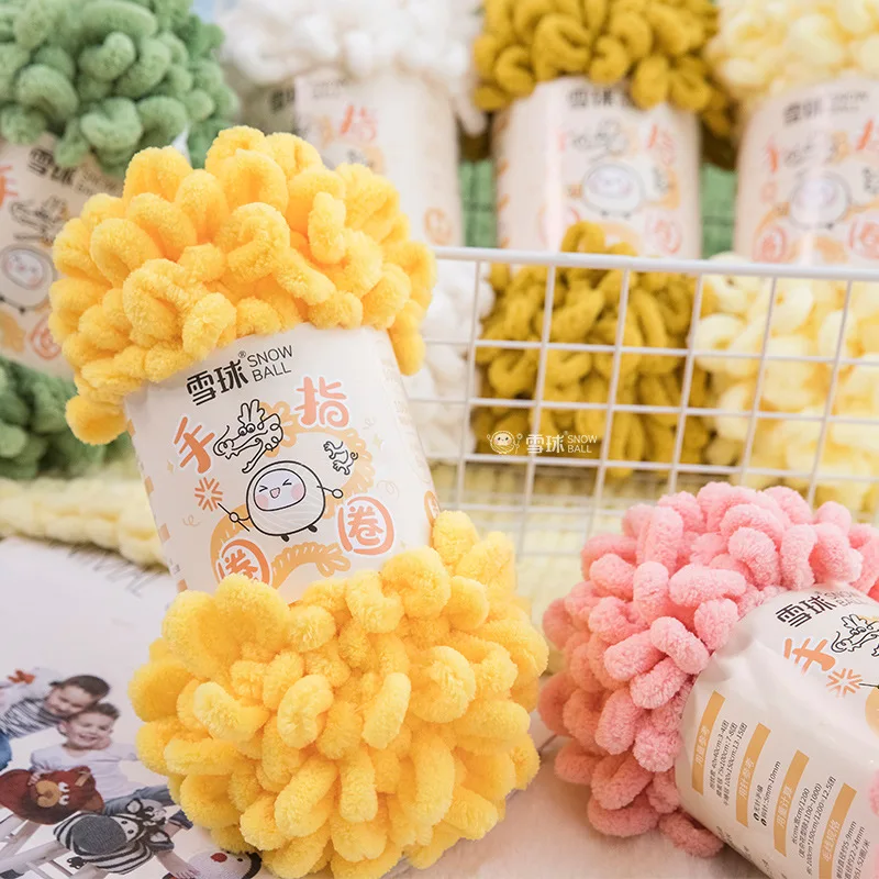 100g Polyester Finger Ring Yarn Hand-woven Thick Wool Snowball for DIY Hand Crocheting Blanket Sweater Knitting Crafts Supplies