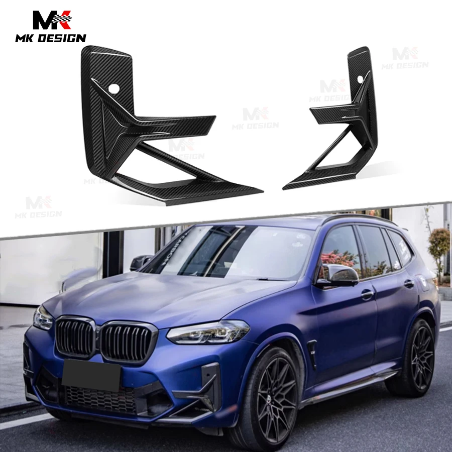

Dry Carbon Fiber SQ Style Front Bumper Splitters Fog Light Cover for BMW X3M F97 LCI 2022+ Side Canard Foglight Cover Auto Parts