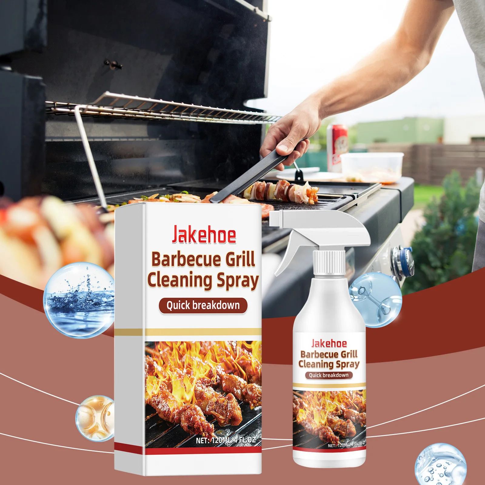 

Barbecue Grill Cleaner Spray - Heavy Duty Degreaser for Outdoor BBQ Grill, Removes Grease Burnt-On Food, Quick Easy Clean, 120ml