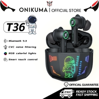 ONIKUMA T36 Gaming Earbuds Wireless Bluetooth5.3 Low Latency HD Stereo Sound Music Earphones