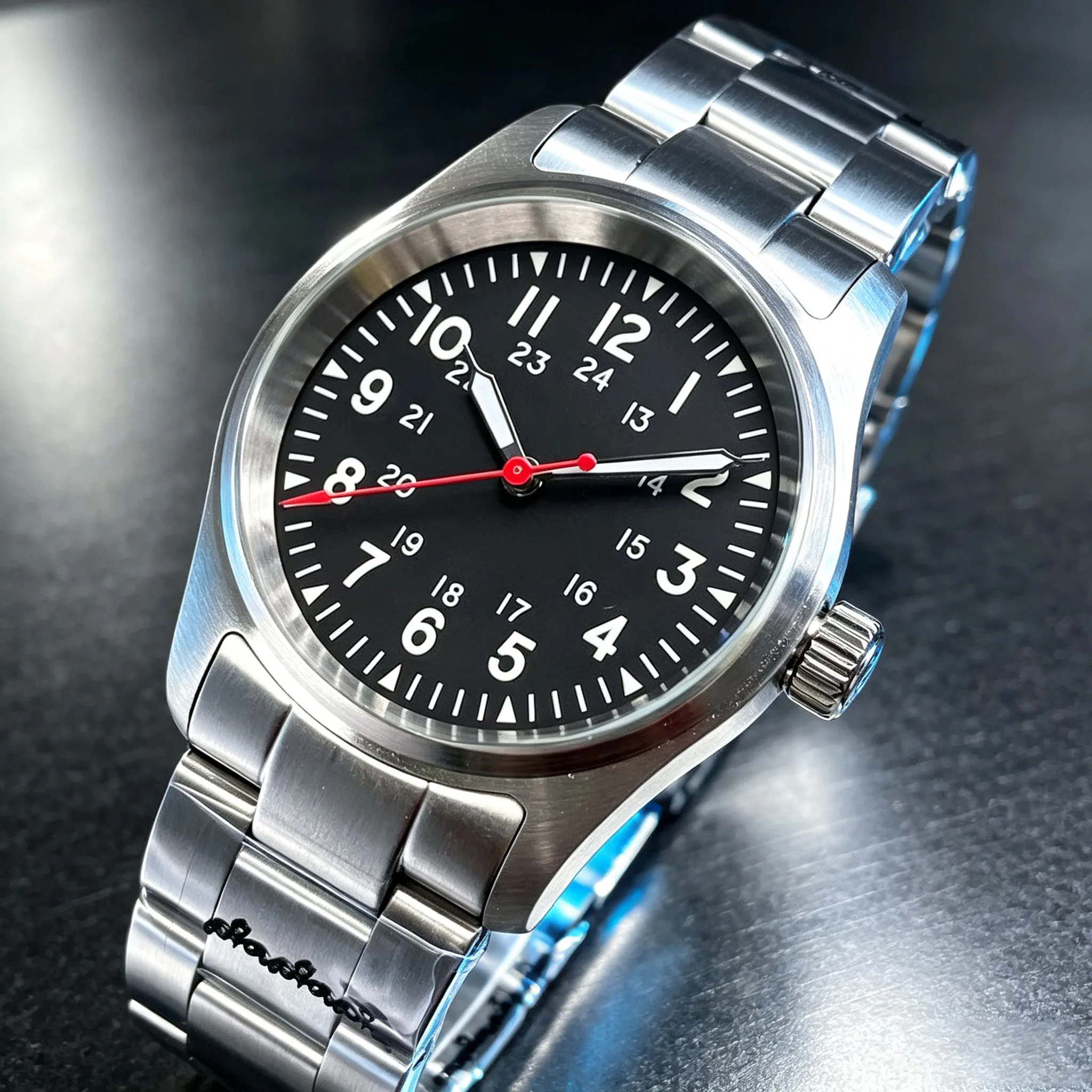 36mm Pilot mechanical Watch Miyota 8215 200m Waterproof Steel Automatic Wristwatch Red Arrow Hand Clock Sapphire Luminous marks