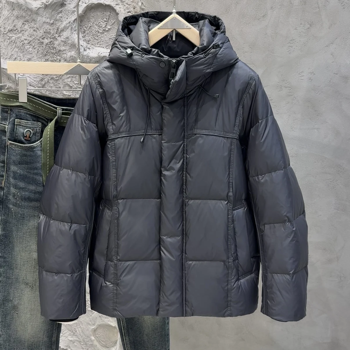 

Winter New Men's Casual Hooded down Jaet Warmth Du Feather 90% Filling Nylon Fabric Youth ular Outerwear Coat