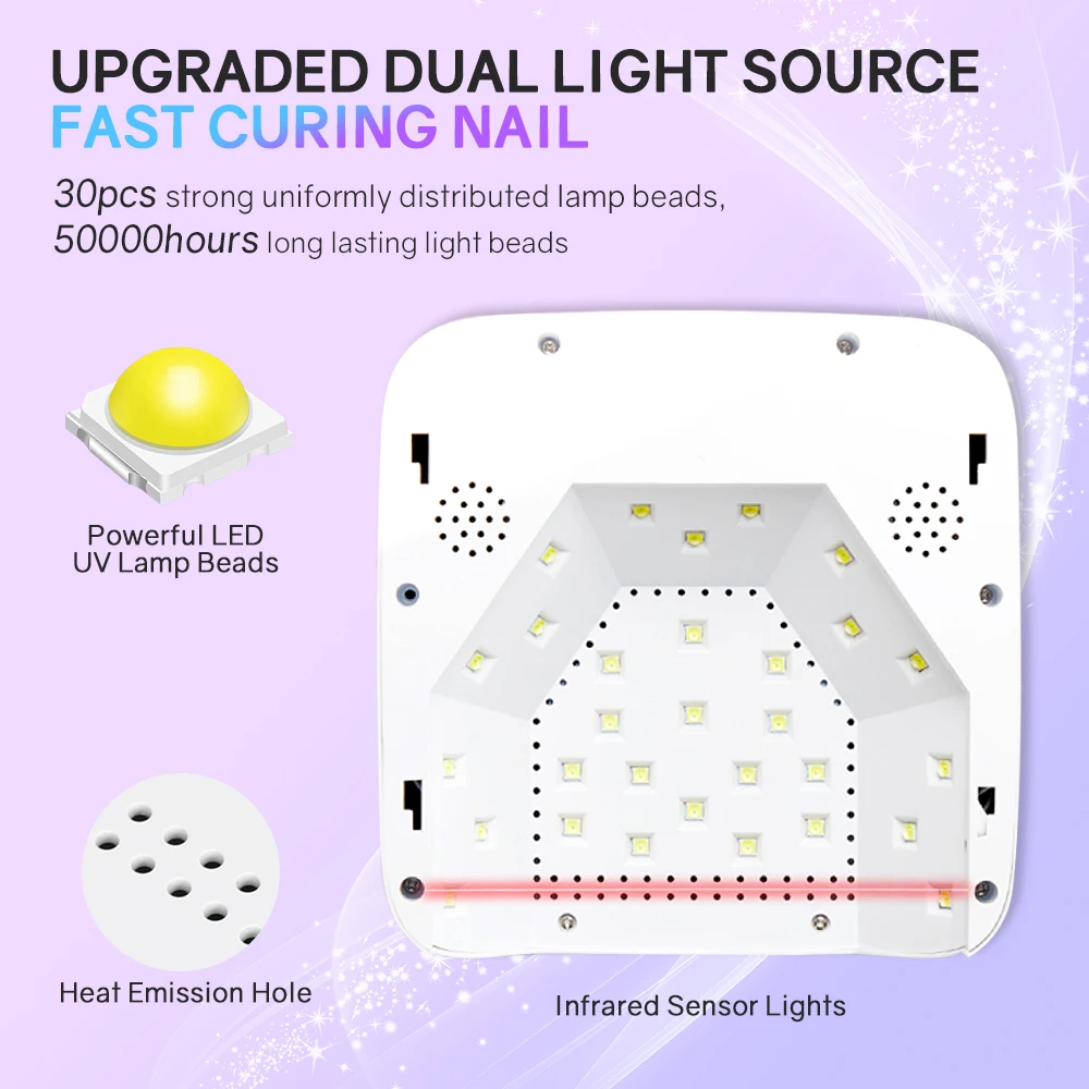 30LEDS Rechargeable Nail Lamp Professional UV LED Lamp With Diamonds 72W Gel Polish Nail Drying For Nail Polish Manicure Tools