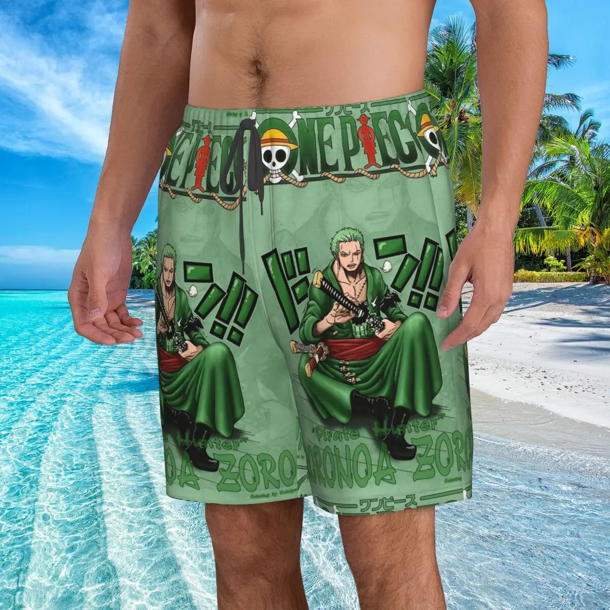 

New Shorts One Piece Anime Zoro 3D Mens Swim Trunks Male Swimwear