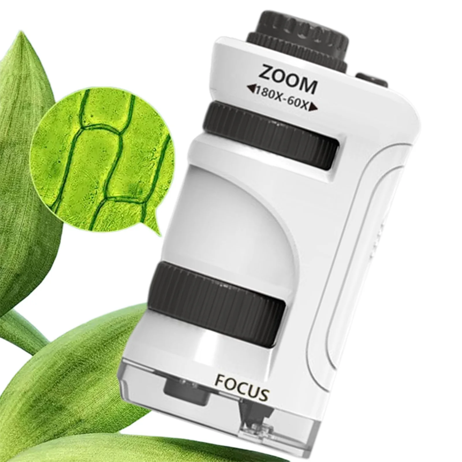 Portable Handheld Microscope Built-in LED Light Educational Science Microscope with 60x-180x Magnification for Kids Science Lab