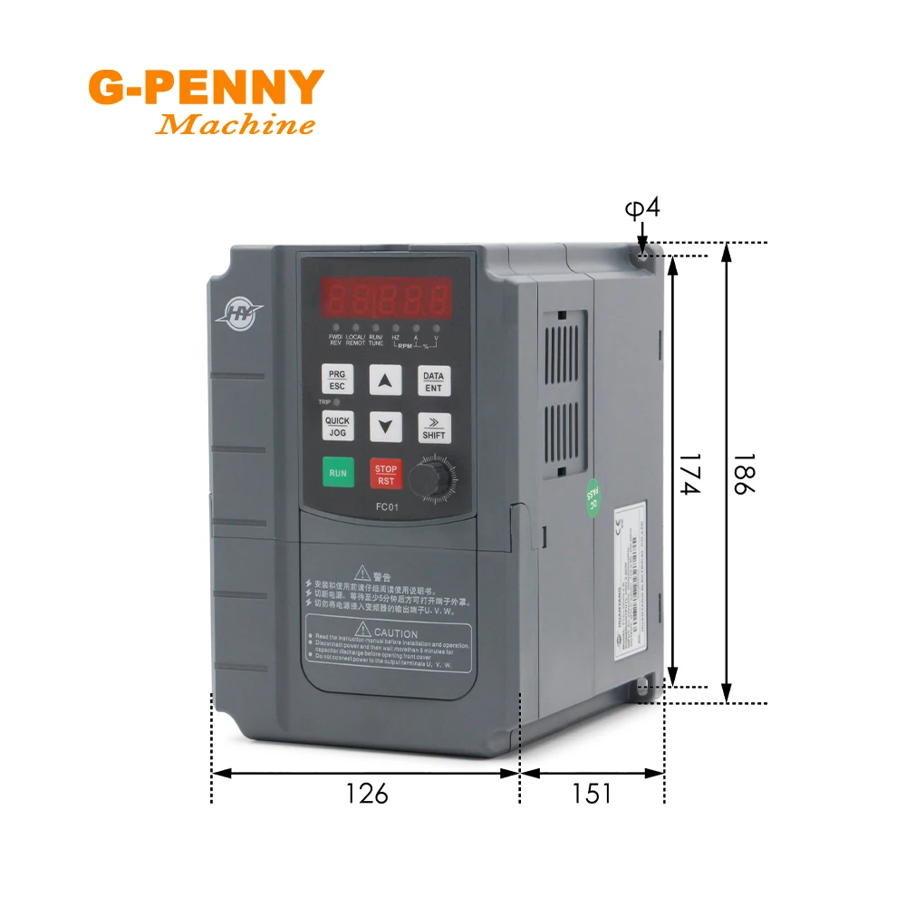 Imagem -02 - Livre de Shipping Movimentação Variável 0220 hz da Frequência do Controle de Velocidade do Motor do Eixo do Cnc do Inversor de 2.2kw Huanyang 400 v