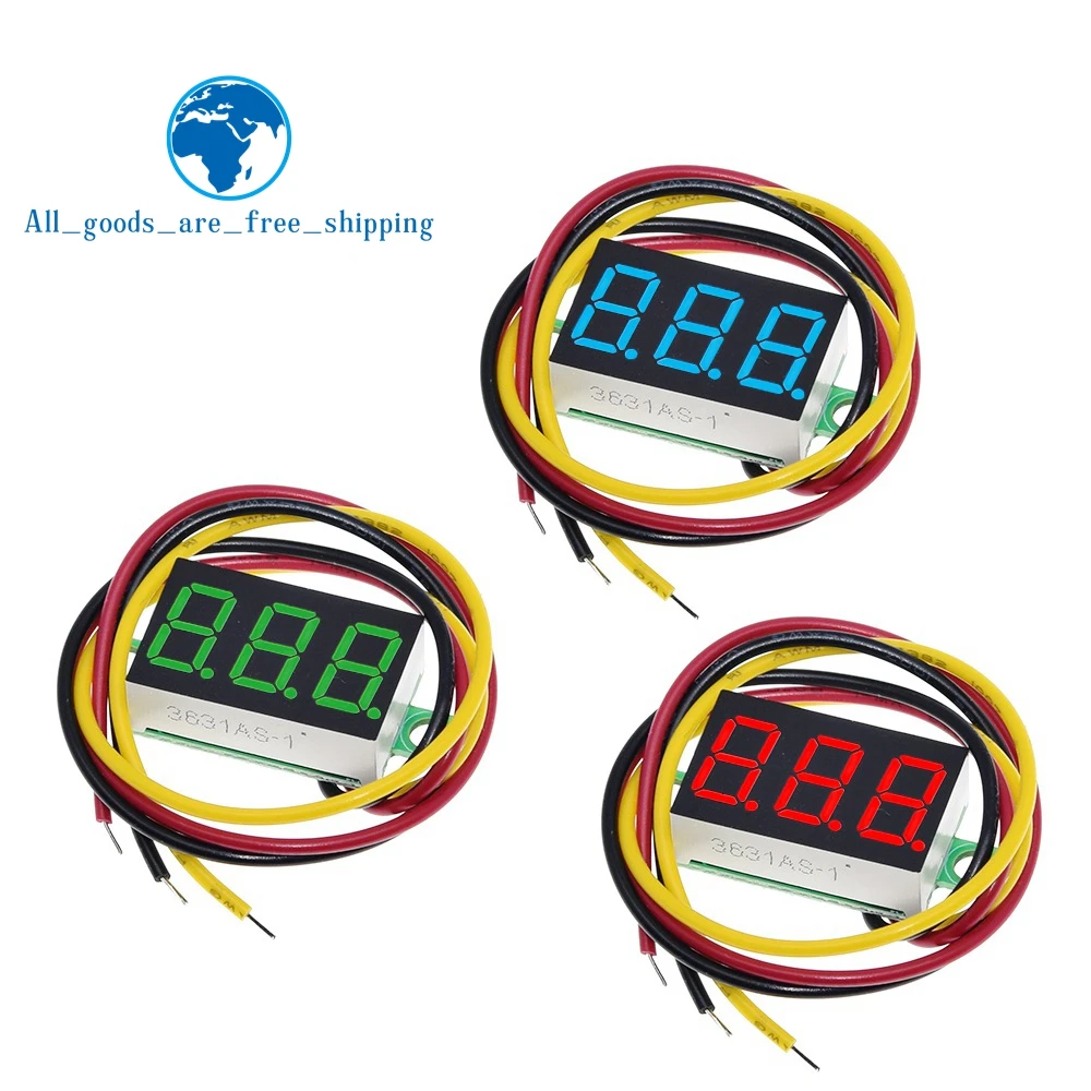 0.36 Inch 2/3 Wire 0.36\'\' DC 4.5-30V 3 Digit Display Voltmeter Mini LED Digital Panel Voltage Meter Instrument Red/Blue/Green