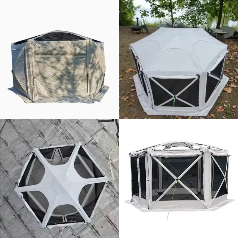 Outdoor Hexagonal Mesh Camping Tent, Garden Insect Proof Ventilated Picnic Sun Canopy, Portable Net Tent for Beach and Park