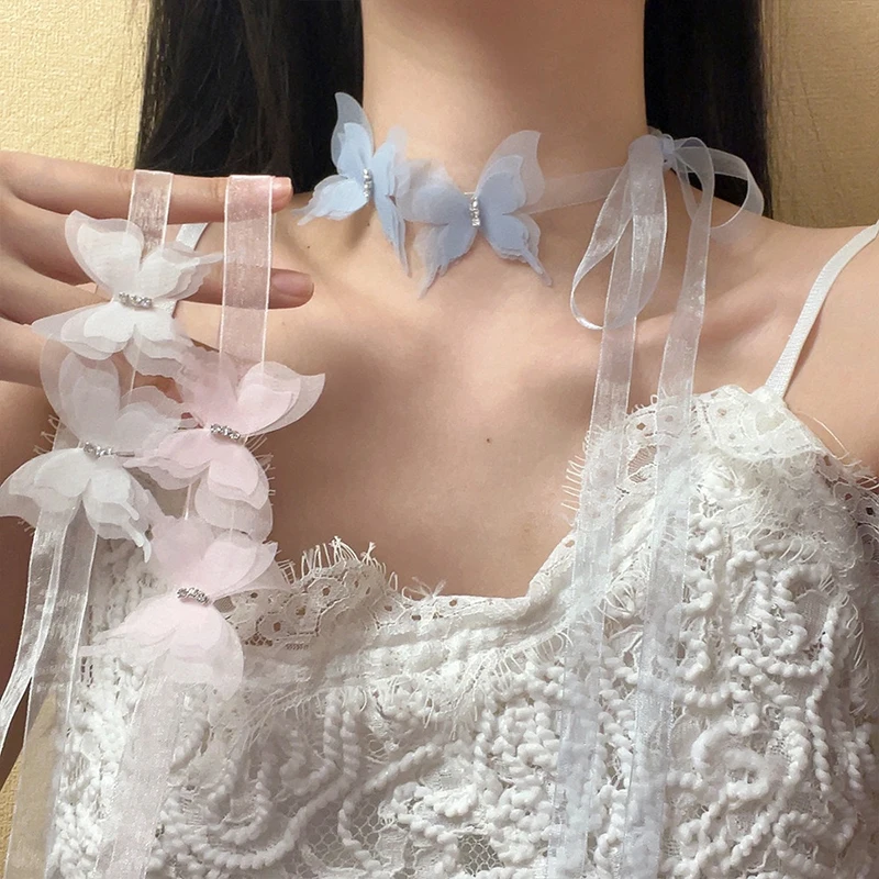 New Fashion Trend Unique Design Sexy Romantic Delicate Mesh Butterfly Clavicle Necklace Women's Jewelry Party Gift